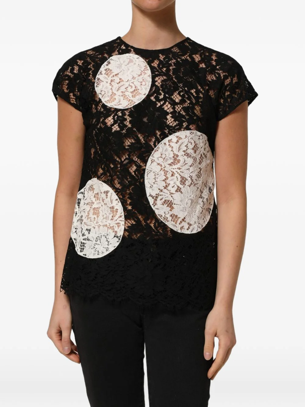 polka-dot lace blouse - 1