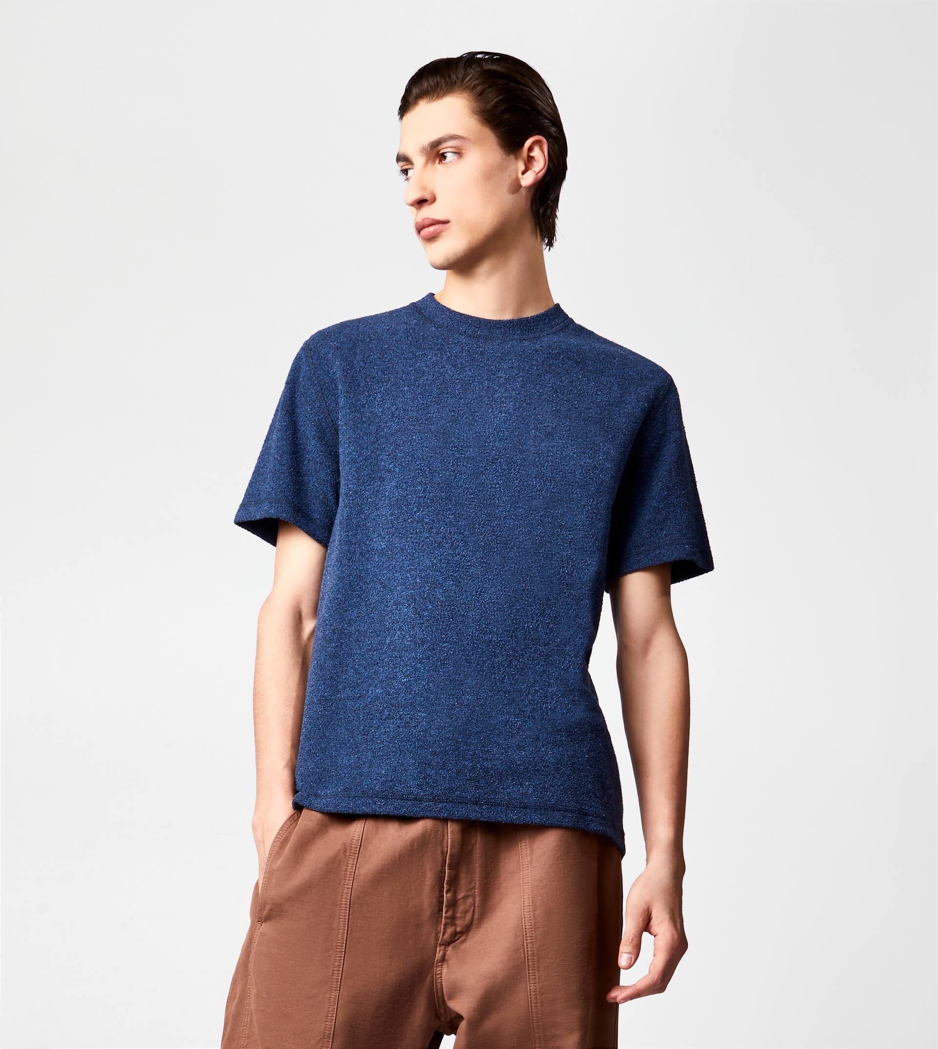 T-SHIRT IN BOUCLÉ JERSEY - BLUE - 3