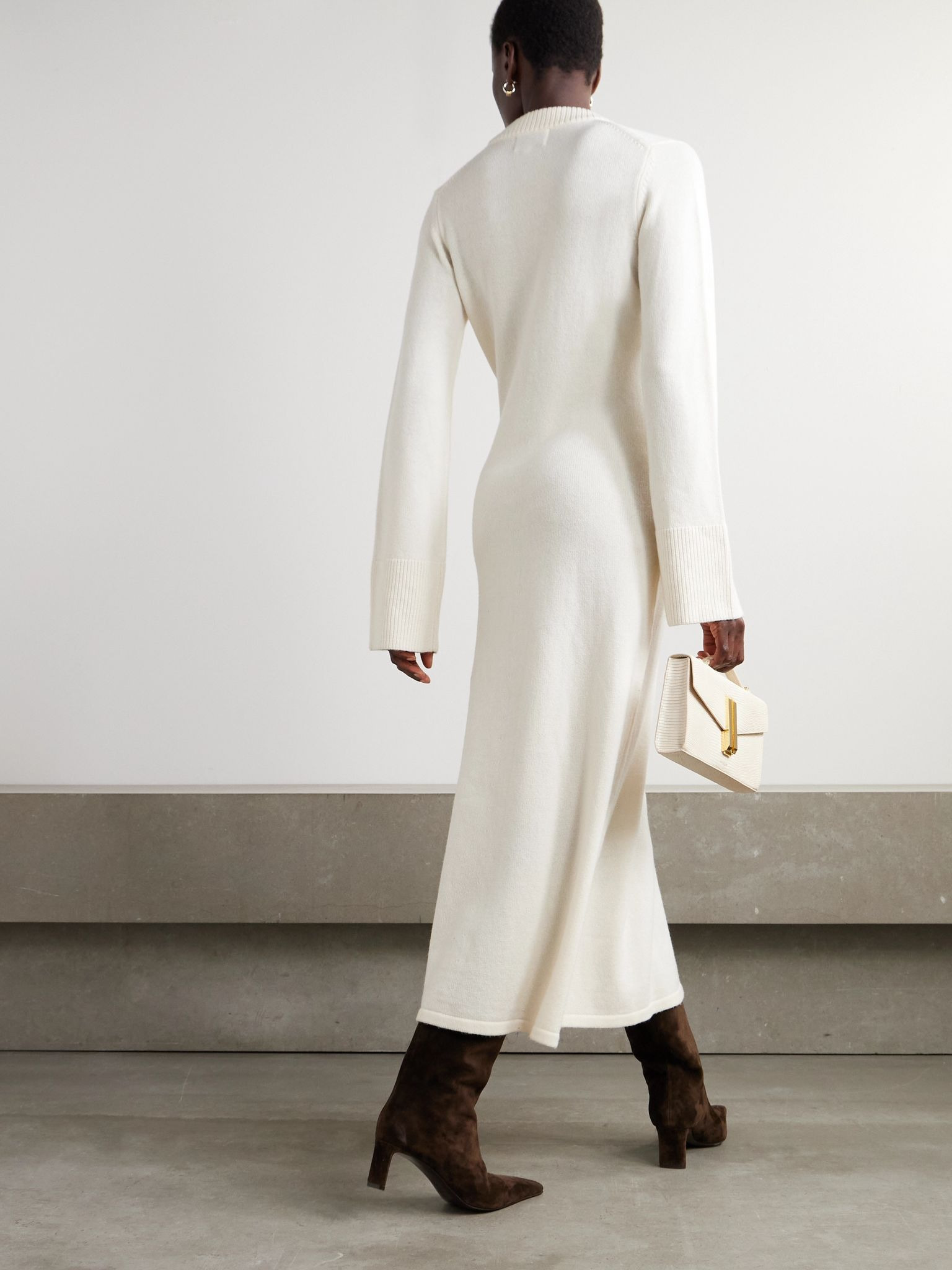 Ari wool and cashmere-blend maxi dress Ivory - 3