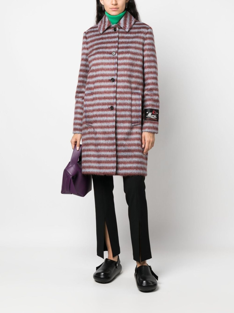 Marni brushed striped single-breasted coat outlook