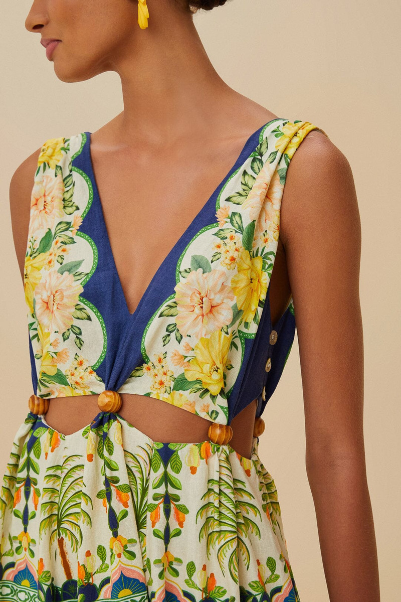 Amazon Garden Cream Midi Dress 3