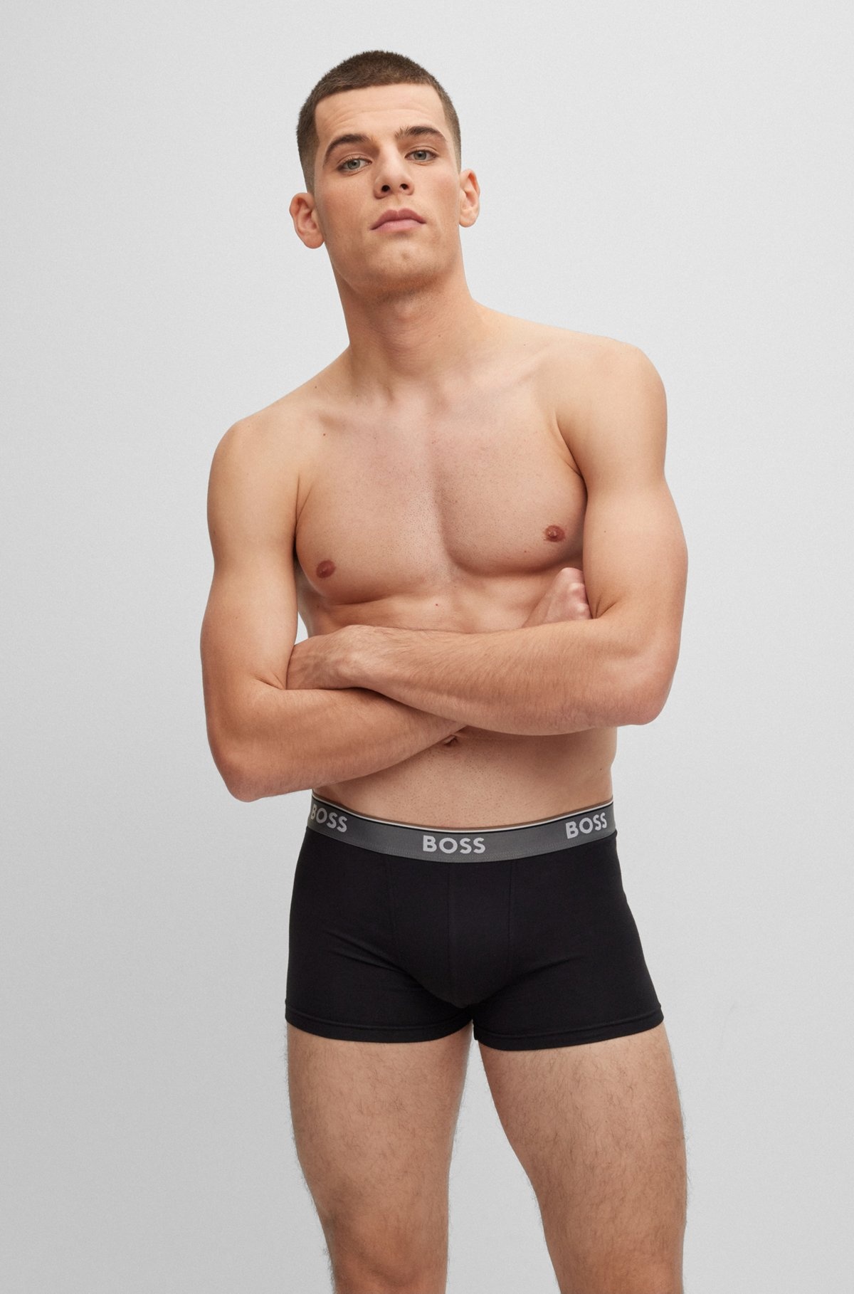 THREE-PACK OF STRETCH-COTTON TRUNKS WITH LOGO WAISTBANDS - 7
