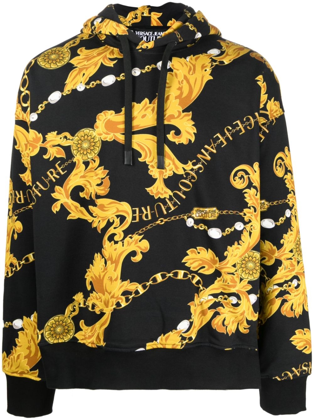 baroque-print cotton hoodie - 1