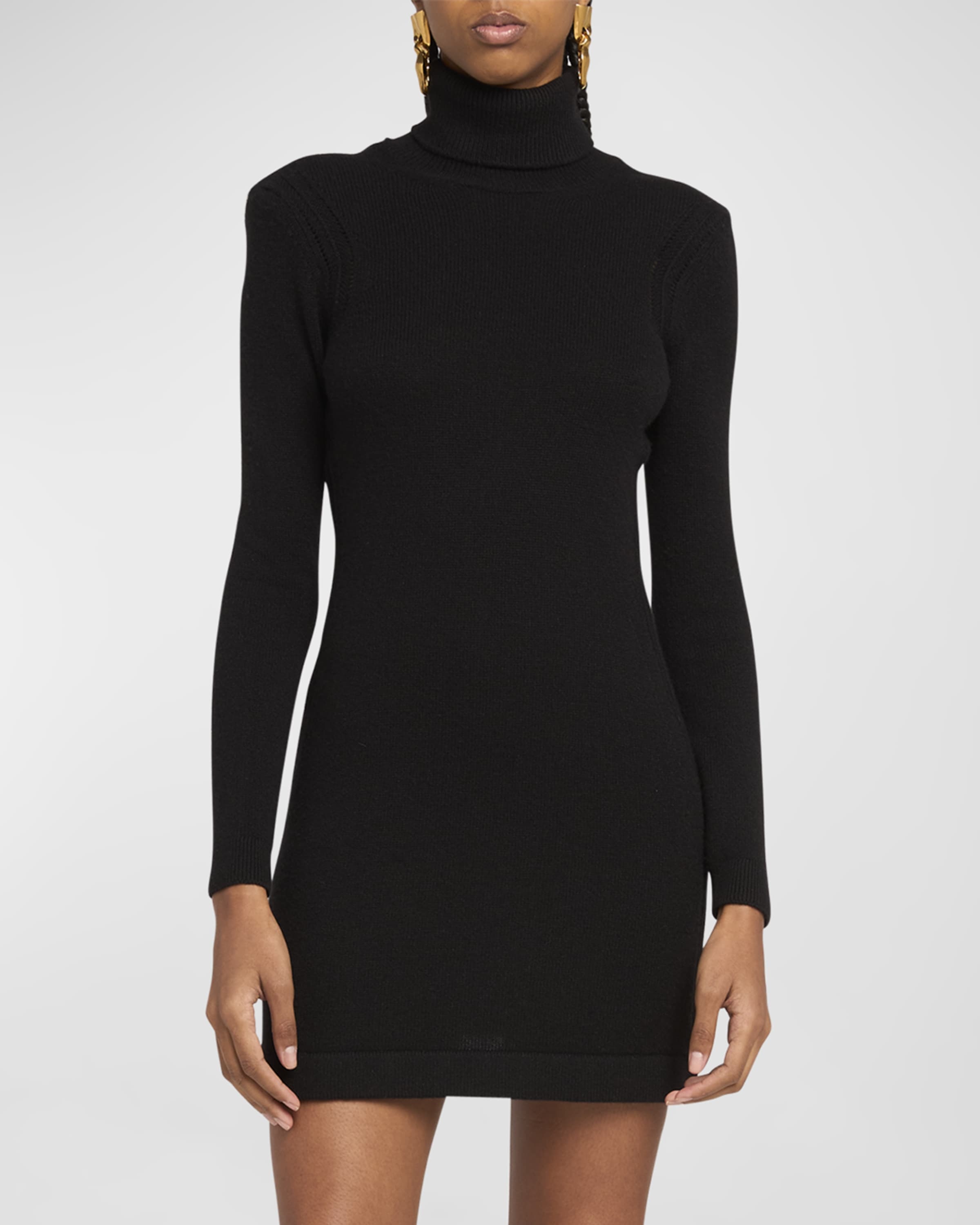 TOM FORD Turtleneck Open-Back Cashmere Mini Sweater Dress
