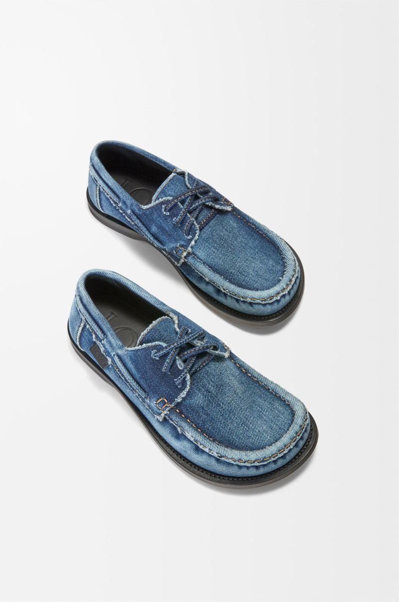 Loewe Campo boat shoe in washed denim outlook