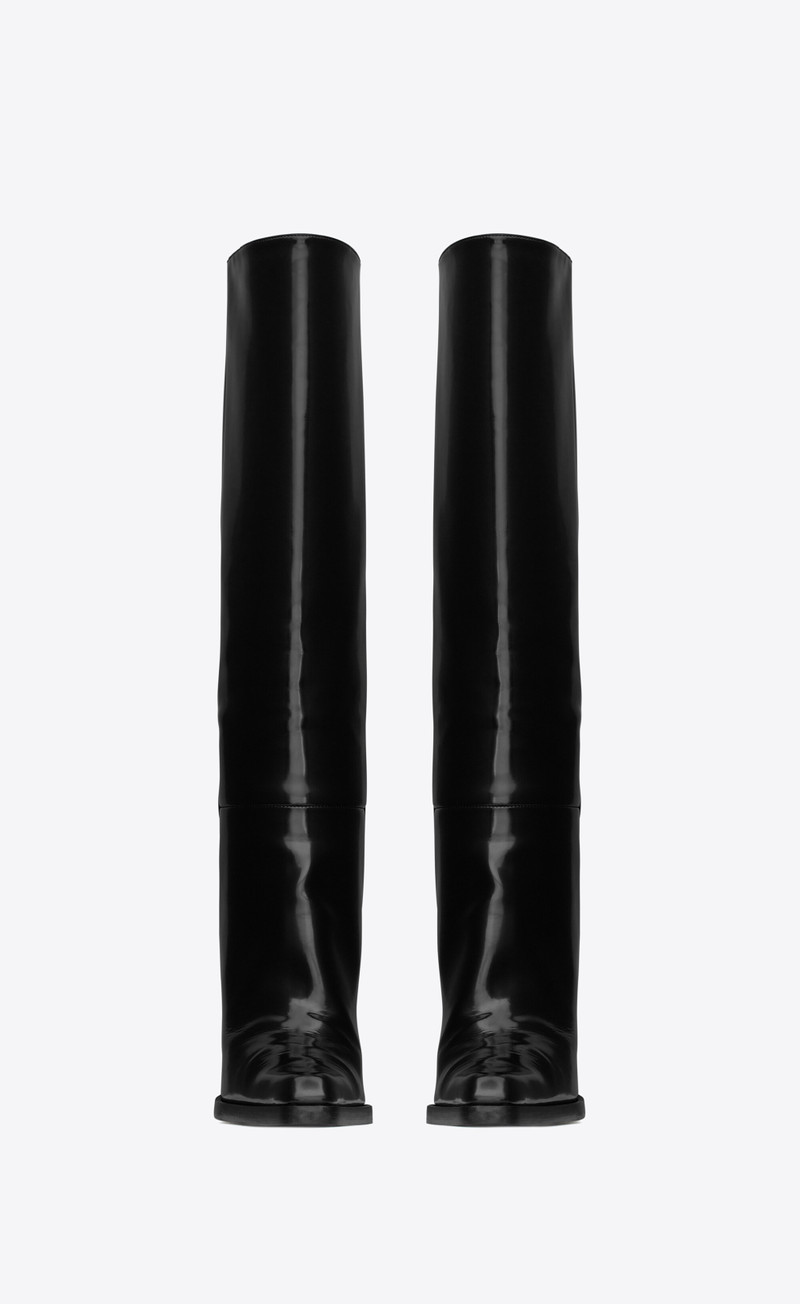 SAINT LAURENT nina high boots in glazed calfskin outlook