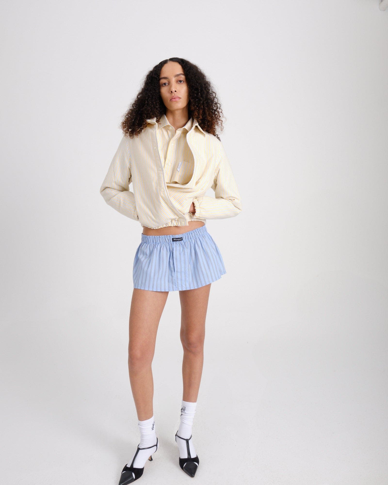 Hommegirls Shirt Bomber Jacket in Yellow Stripe Oxford at Nordstrom - 2
