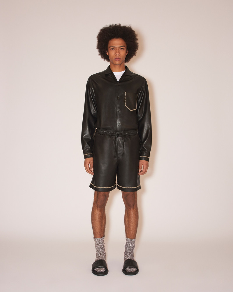 Nanushka DOXXI - Vegan leather merrow-stitch shorts - Black outlook