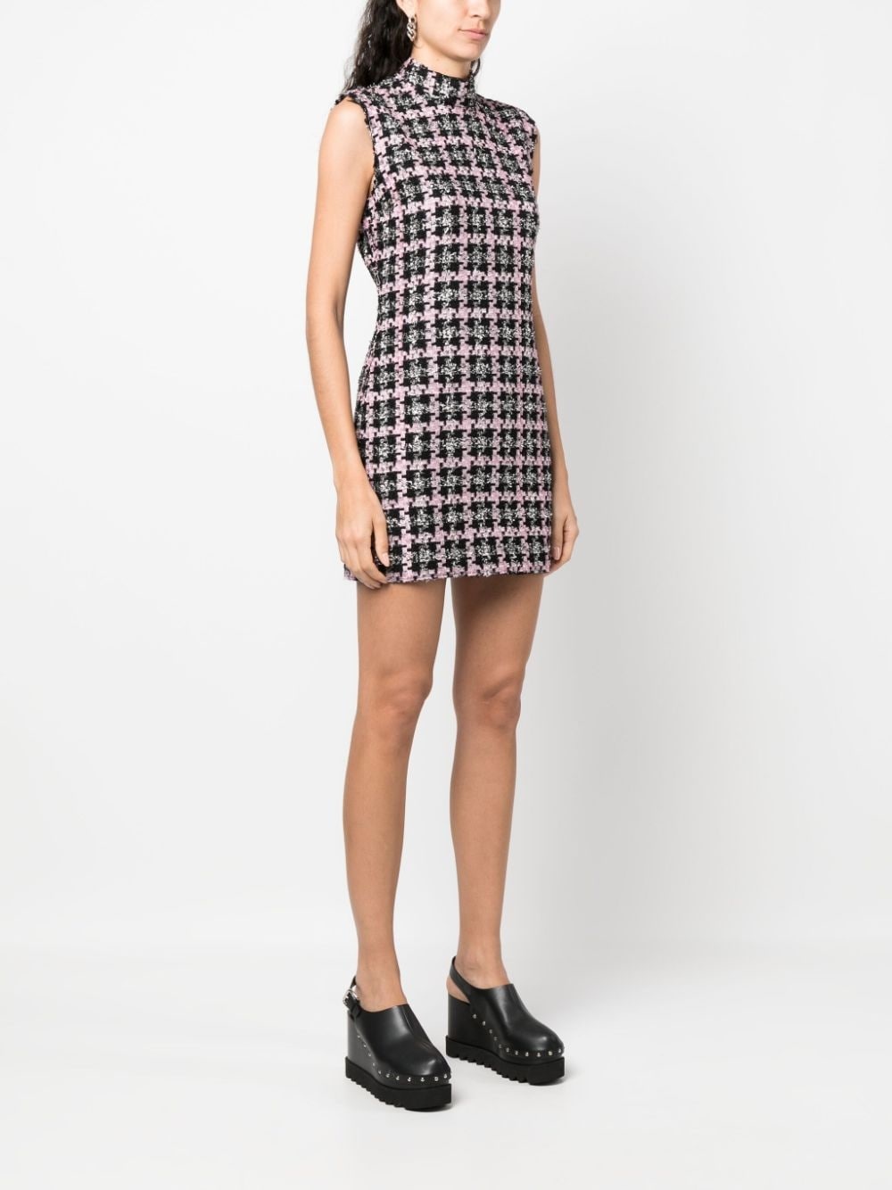 bouclé-construction sleeveless minidress - 3