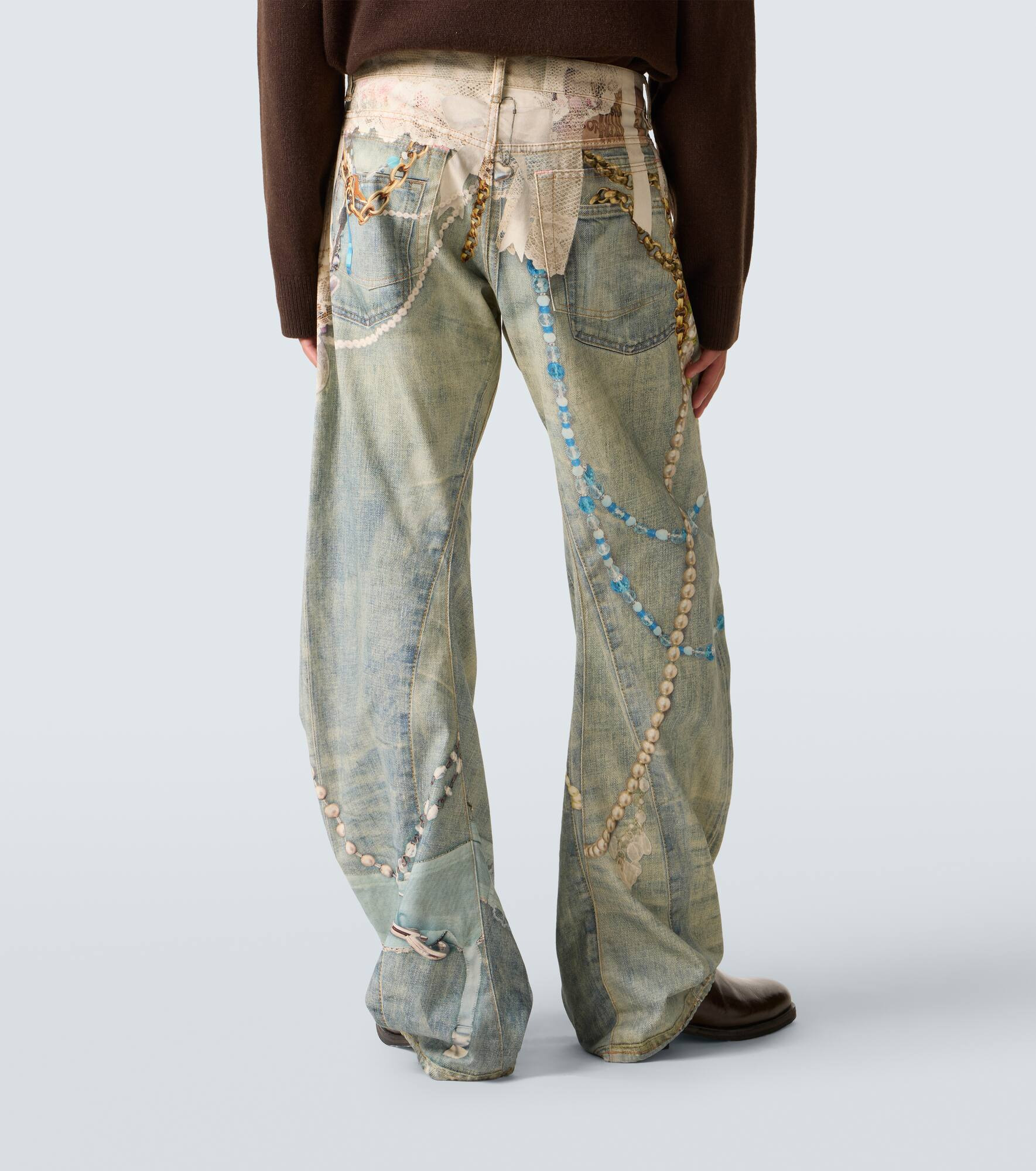 Distressed printed barrel-leg jeans - 3