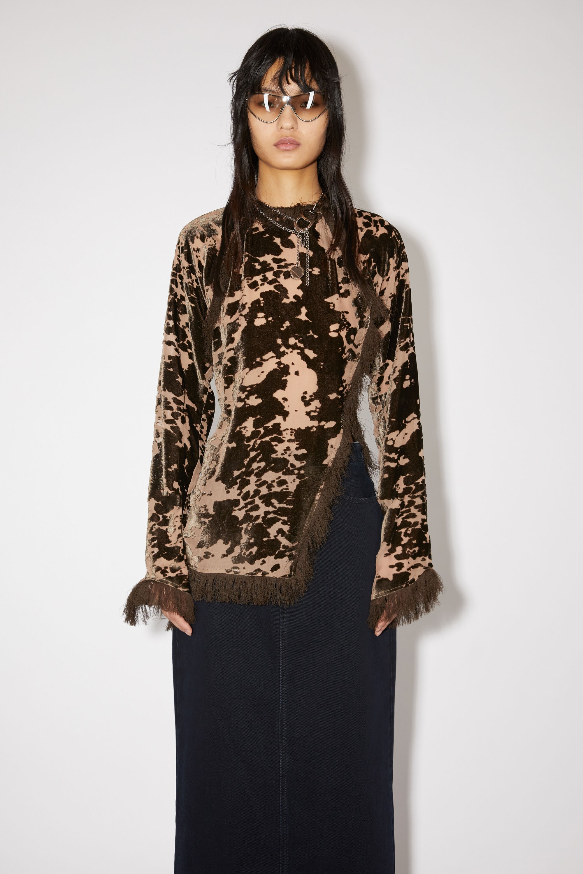 Acne Studios Velvet cow print top - Chocolate brown | REVERSIBLE