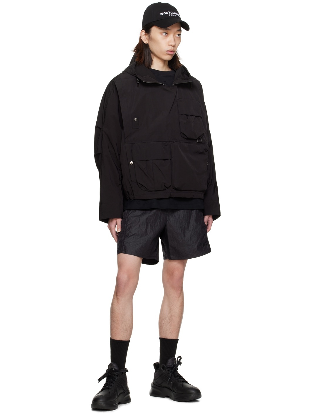 Black Bungee-Style Drawstring Sweatshirt - 4