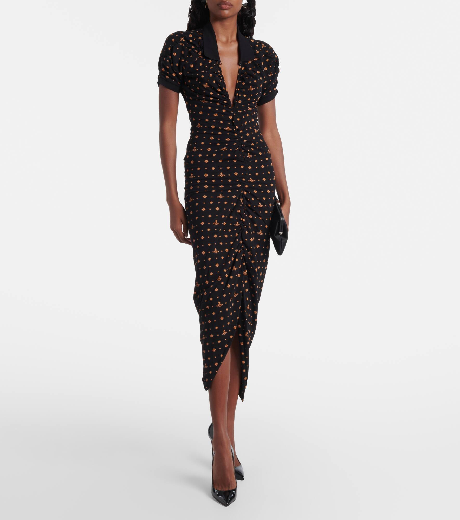 Pulling draped cotton midi dress - 2