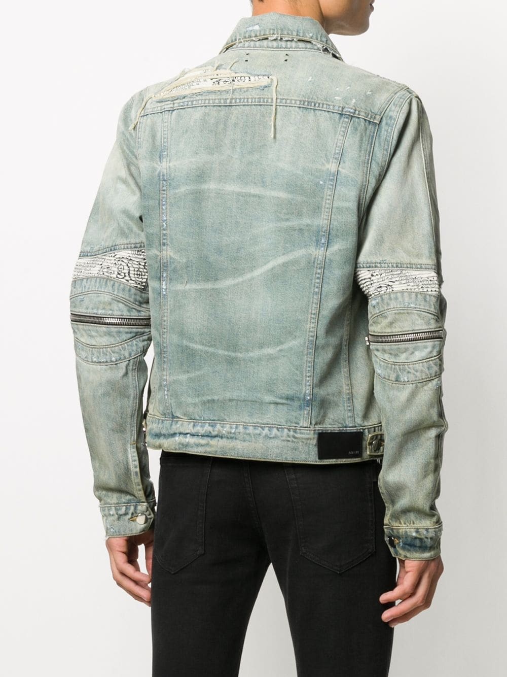 paisley-trimmed denim jacket - 4