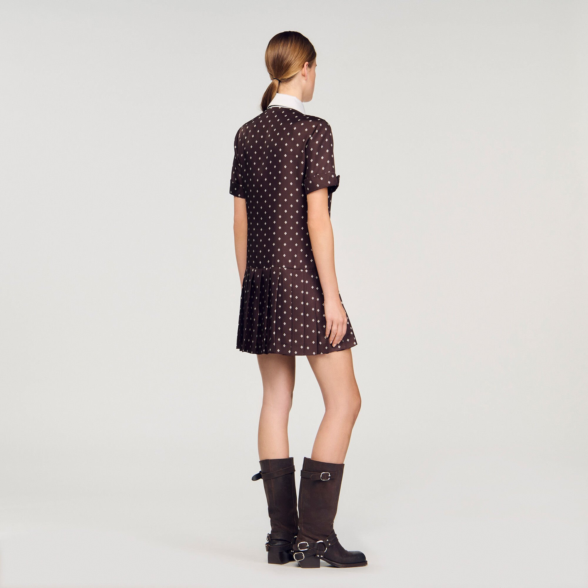 PRINTED SATIN-EFFECT MINI DRESS - 5