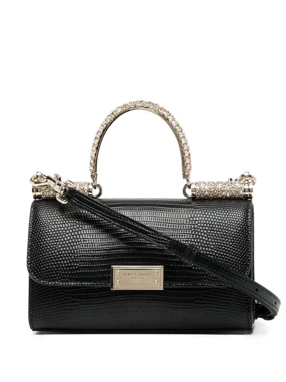 logo-plaque croc effect bag - 1