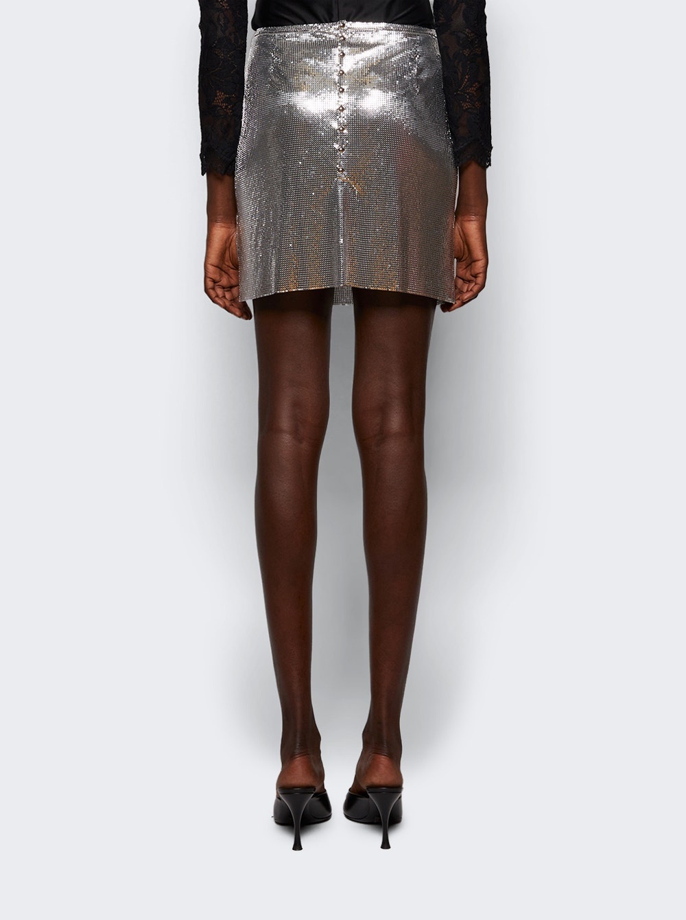 Mesh Mini Skirt Silver - 5