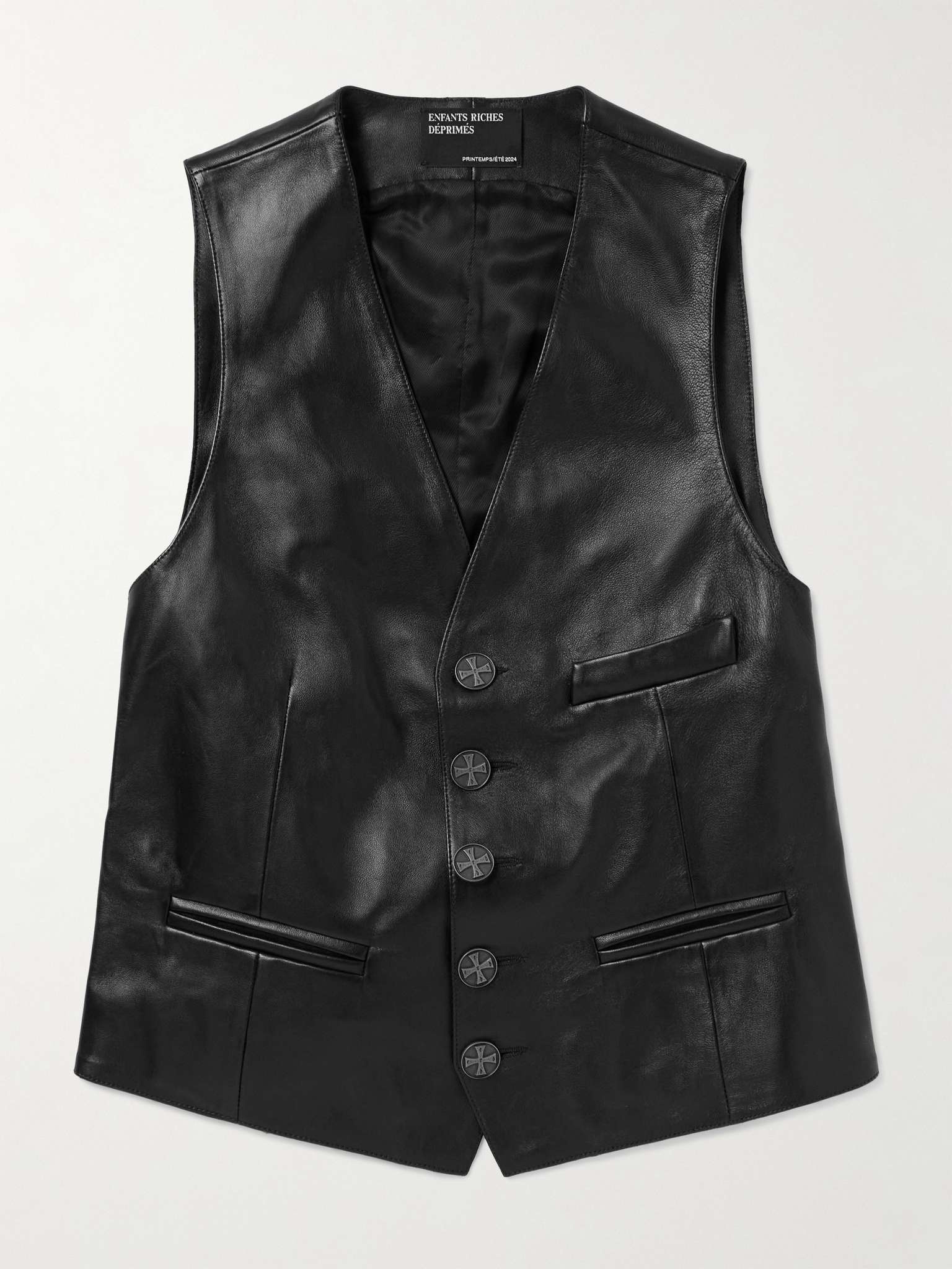 Slim-Fit Leather Waistcoat - 1