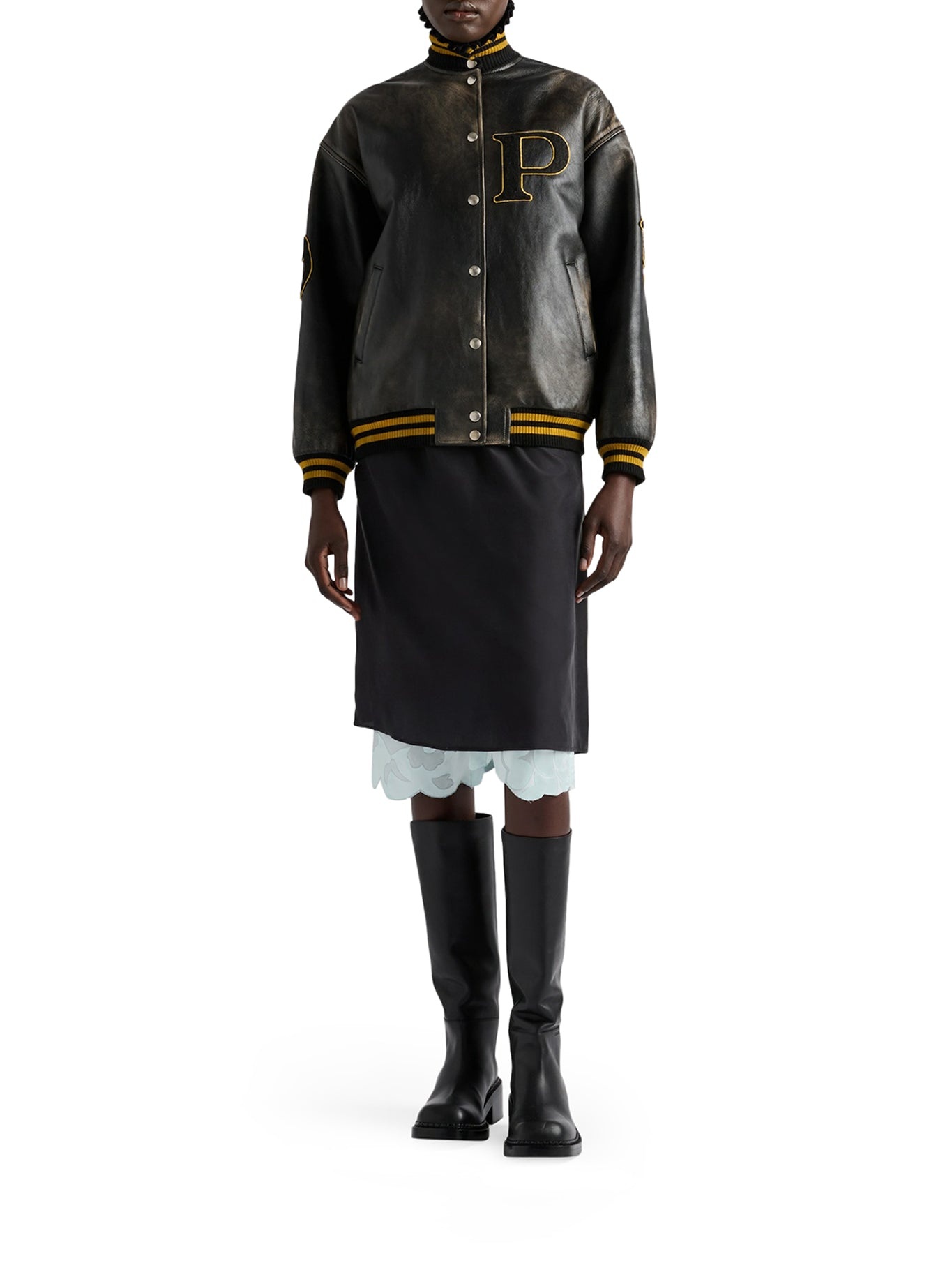 LEATHER BOMBER WITH PATCH - 2