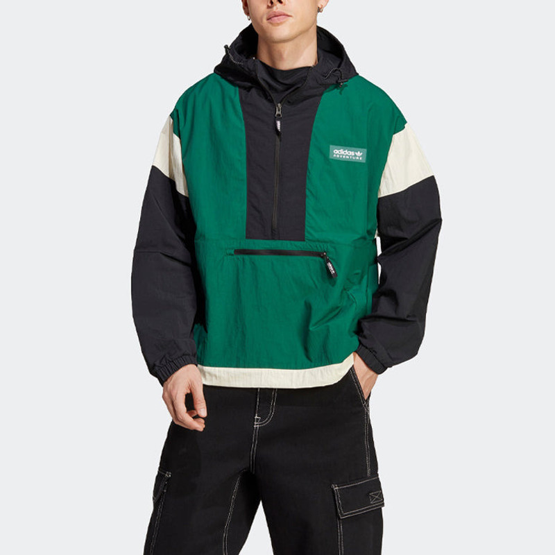 adidas adidas originals Adventure Premium Windbreaker 'Dark Green Black' IC5640 outlook