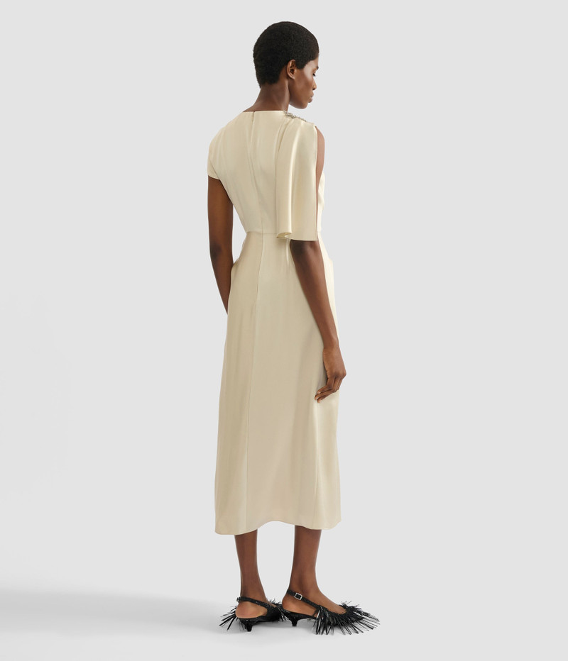EMBELLISHED SATIN CADY DRAPED MIDI DRESS 3