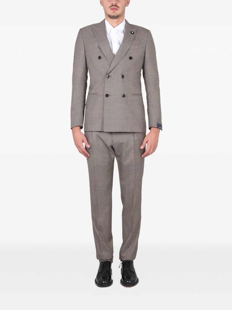double-breasted checked-pattern suit 1