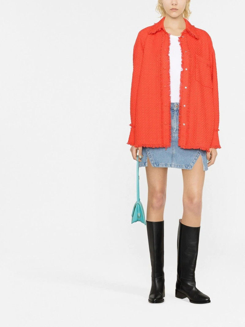 MSGM fringed tweed overshirt outlook