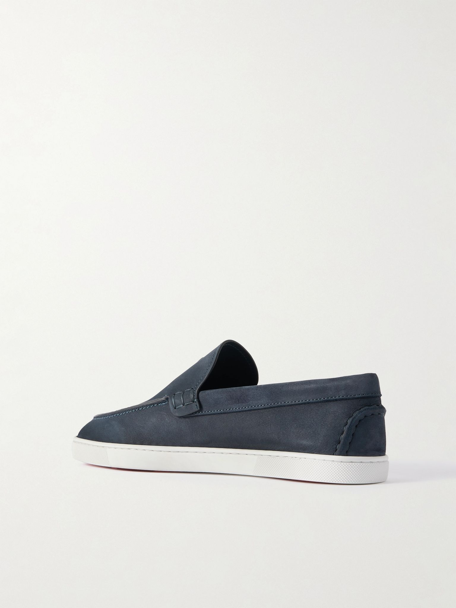 Moonboat Logo-Embossed Nubuck Loafers Blue - 4