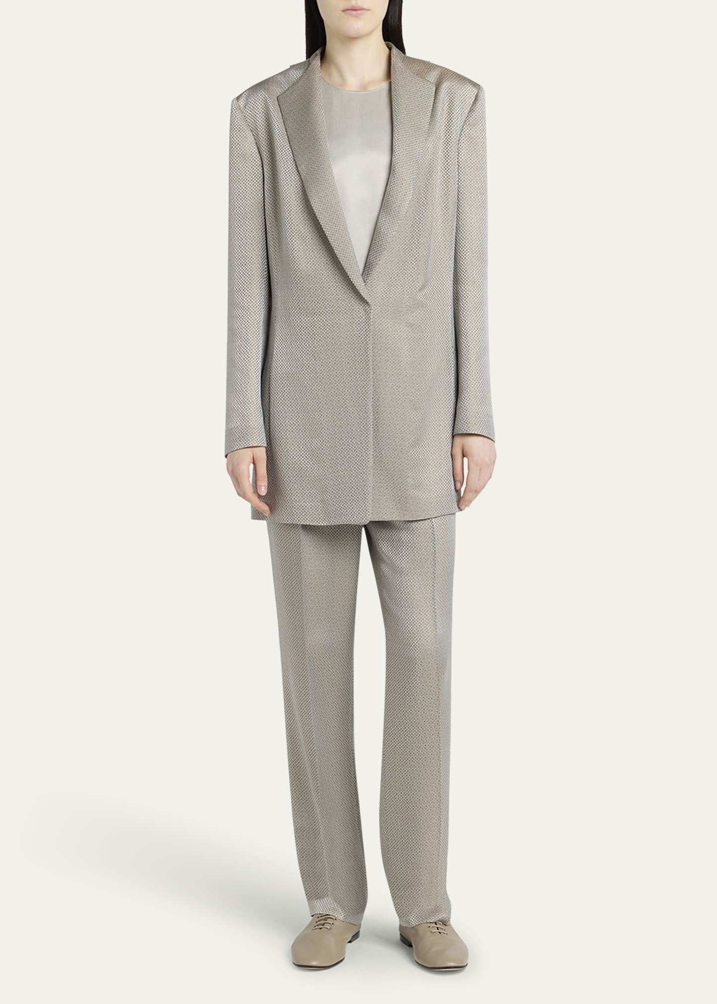 Micro Jacquard Straight-Leg Pull-On Trousers - 2