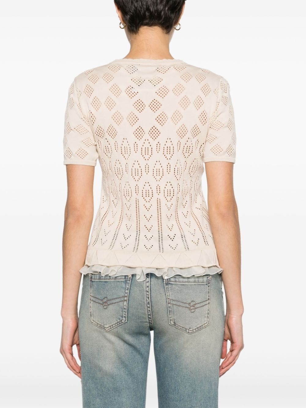 ruffle-hem pointelle-knit top - 4