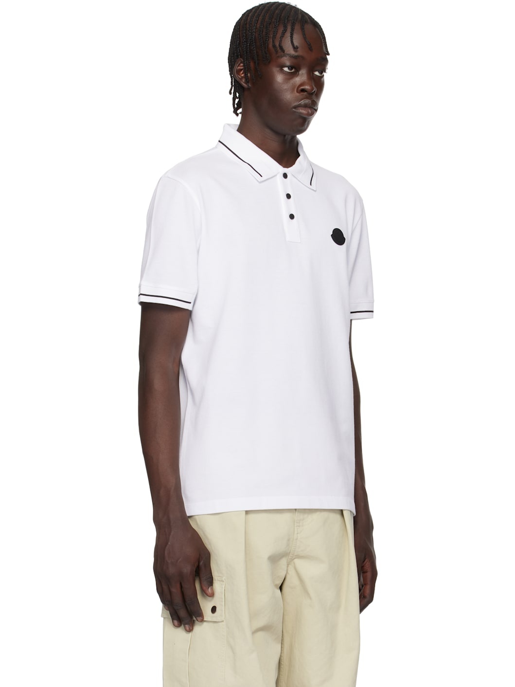 White Logo Patch Cotton Polo - 2