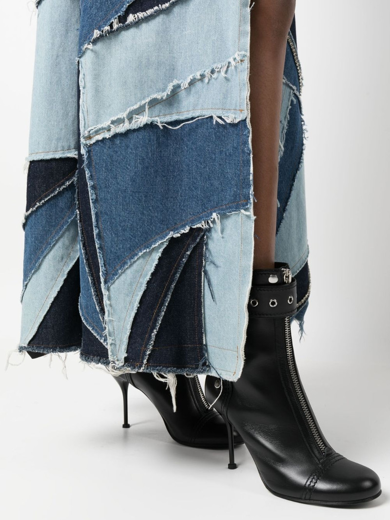 denim-patchwork double-breasted coat 5