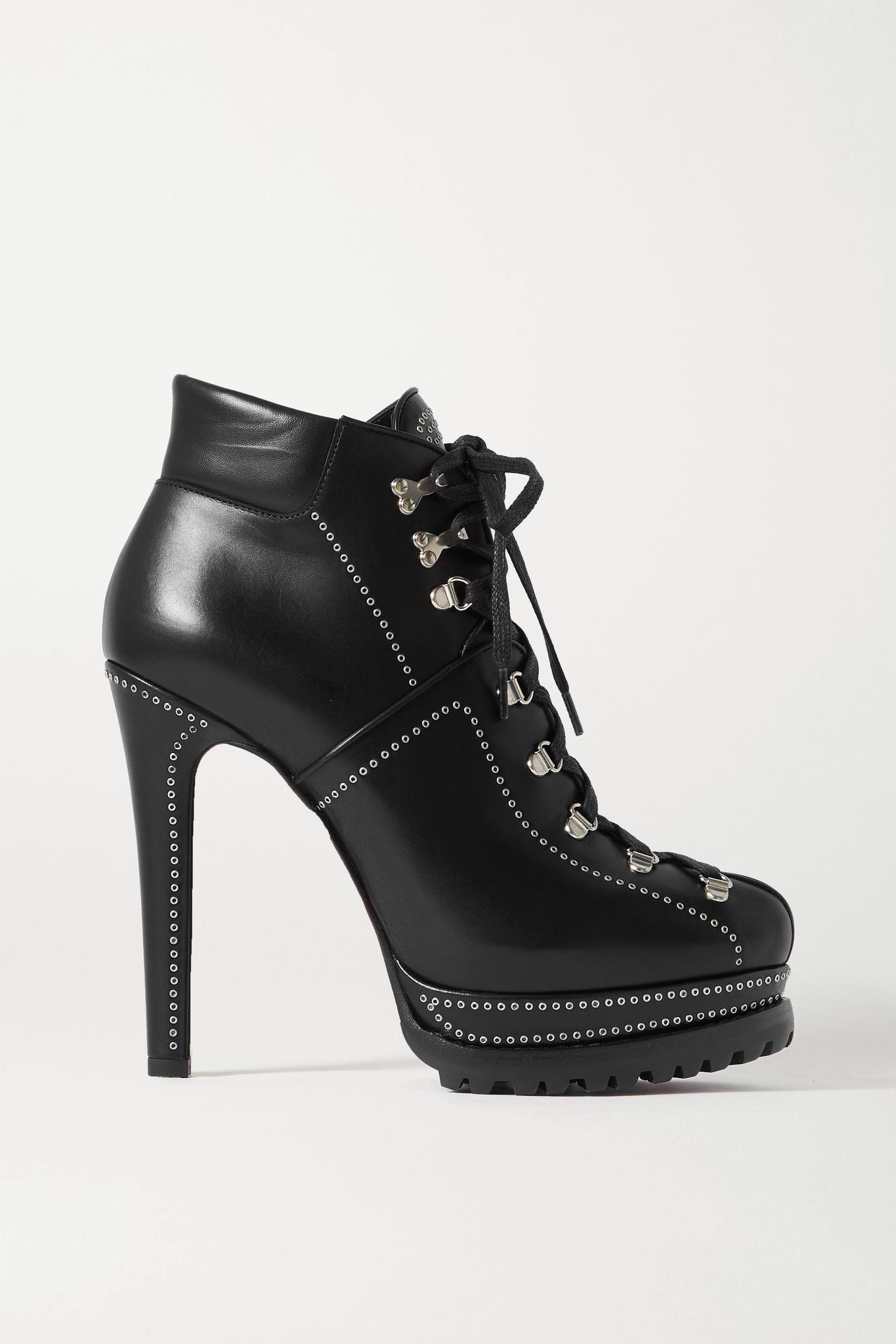 135 eyelet-embellished leather ankle boots - 1