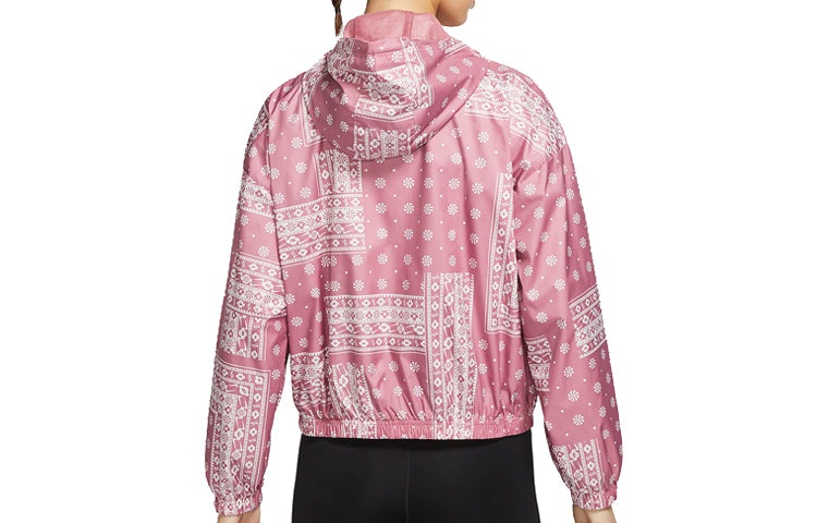 (WMNS) Nike Woven Printing cashew Hooded Jacket Pink Red CU5893-614 - 2