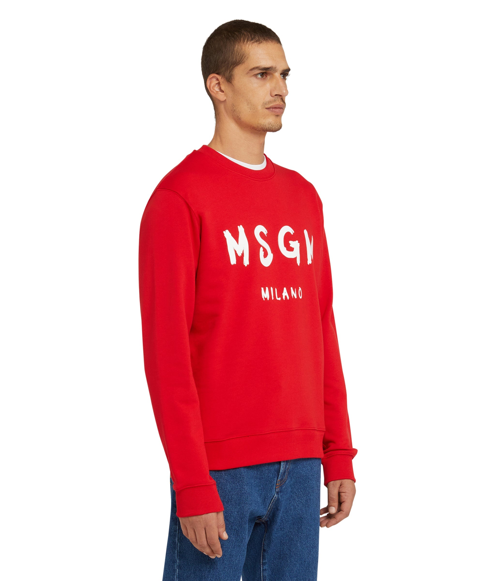 Cotton t-shirt with brushstroke logo - 4