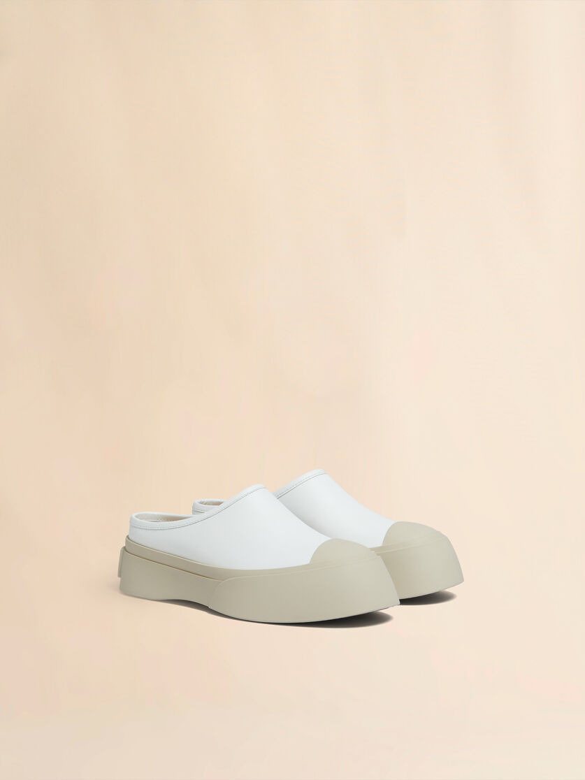WHITE LEATHER PABLO SABOT - 2
