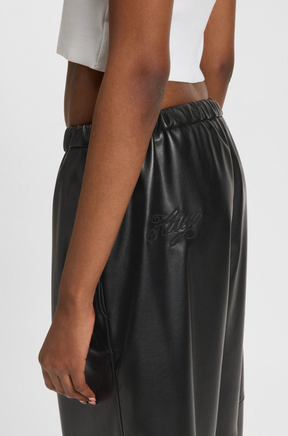 WIDE-LEG PARACHUTE TROUSERS IN FAUX LEATHER - 5