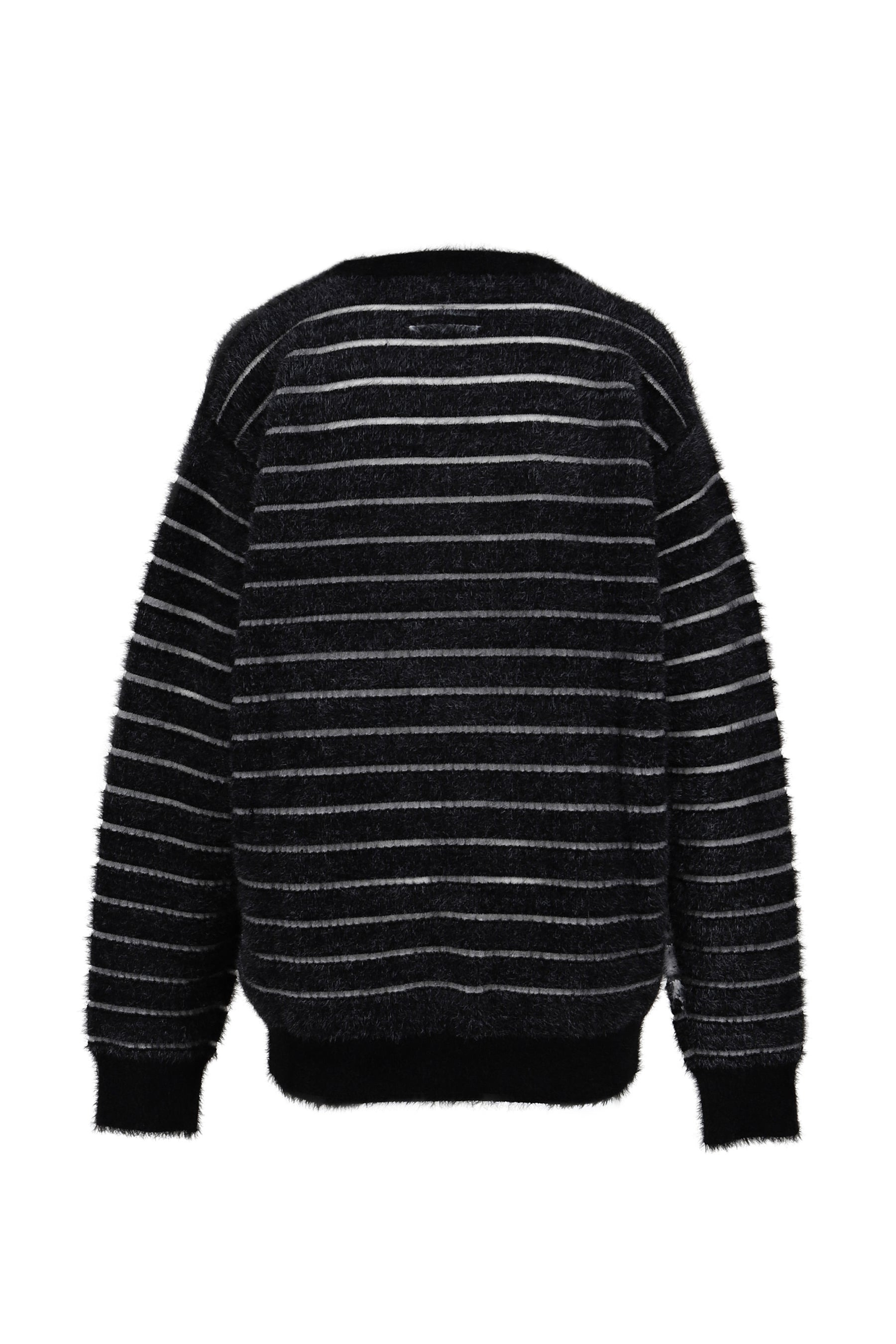 "GAULTIER" CREW NECK OVERSIZED SWEATER / BLK/WHT - 6