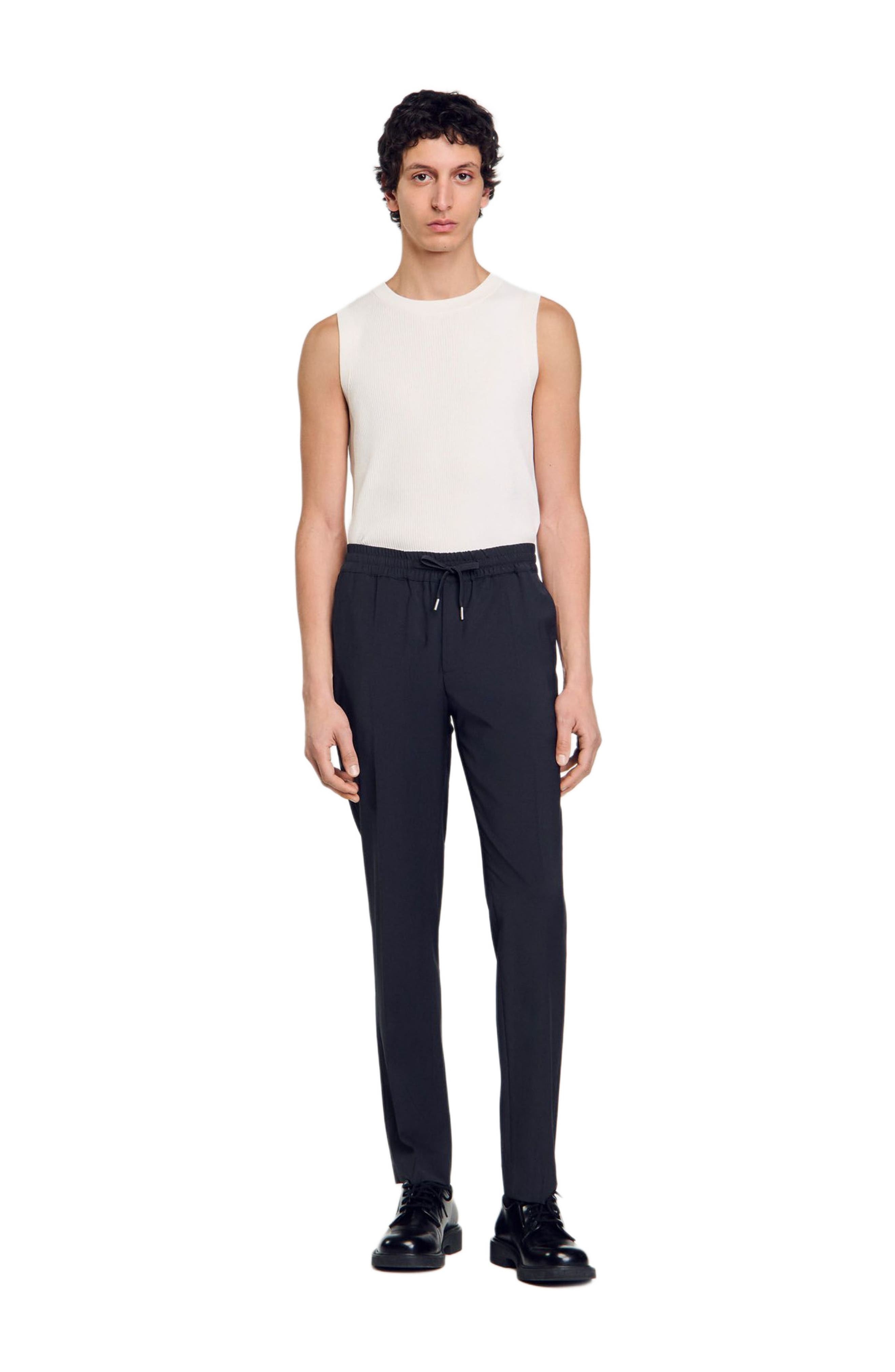 SANDRO Elasticated straight-leg trousers in Fonte at Nordstrom - 3