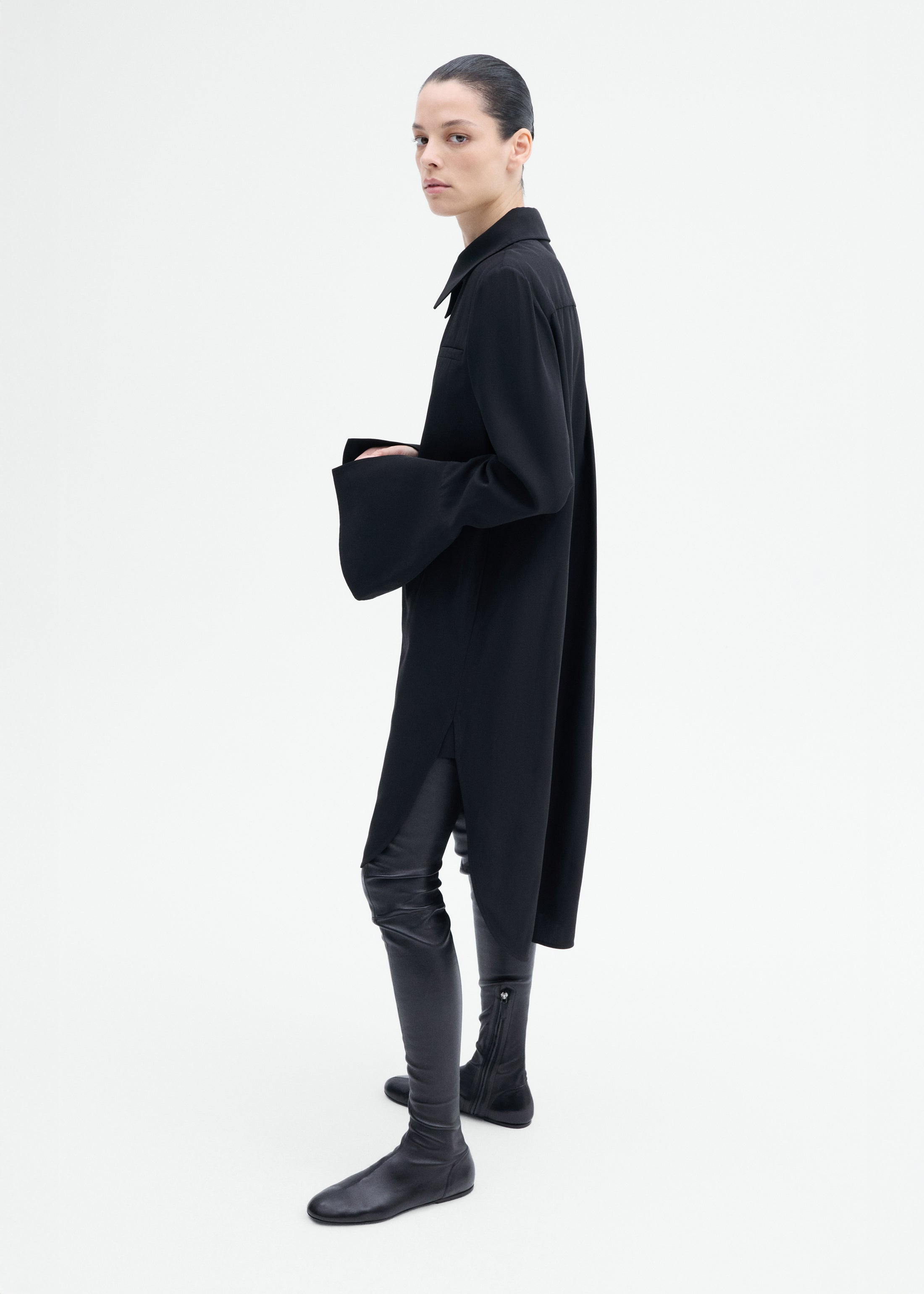 Zip-Front Dress in Viscose Wool - 3