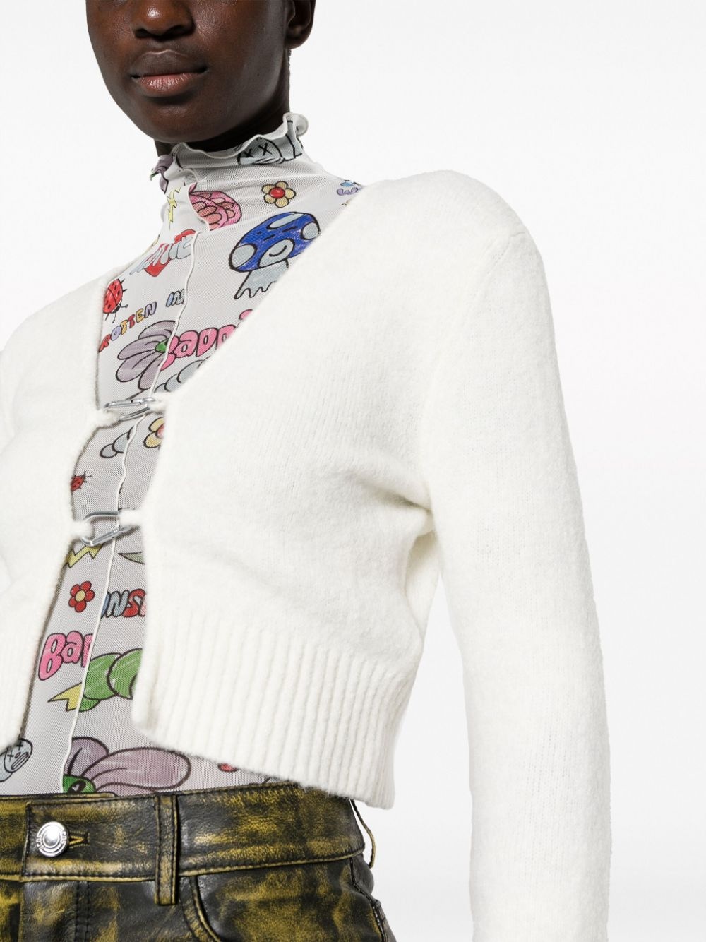 carabiner-fastened cropped cardigan - 5