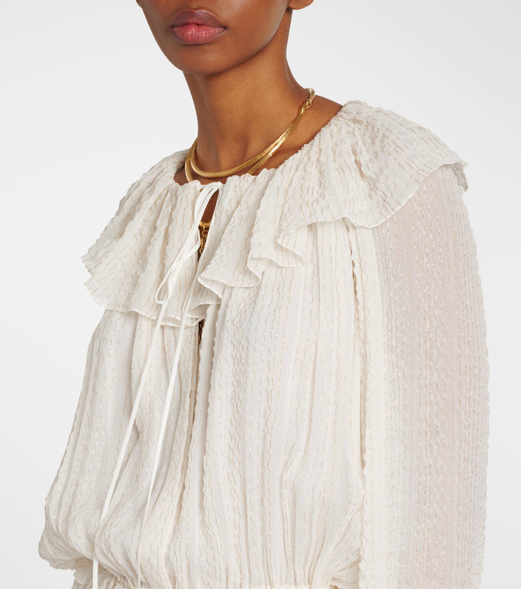 Ruffled silk-blend crêpe maxi dress - 4