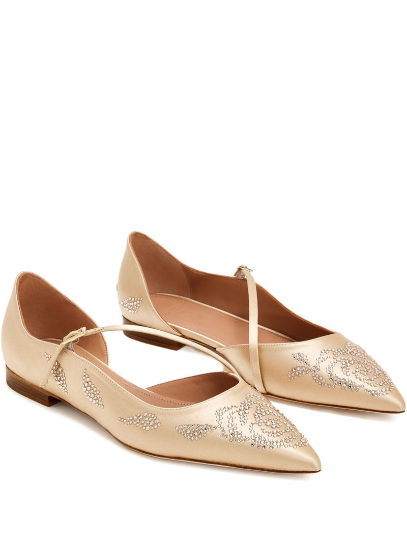 crystal-embellishment pointed-toe flat pumps 1