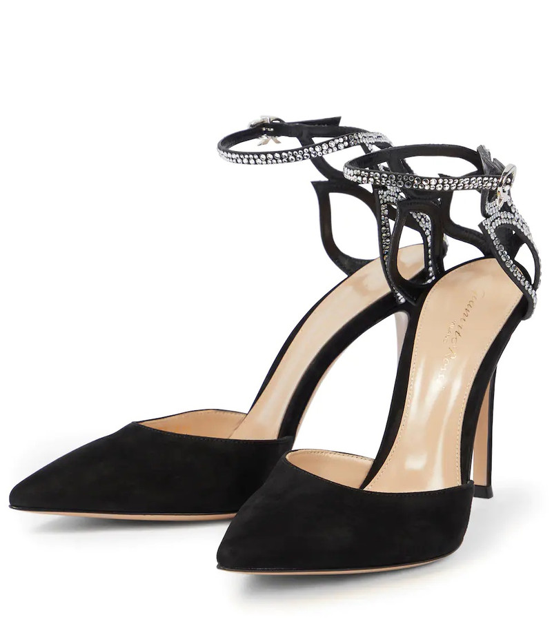 Crystal-embellished suede pumps 5