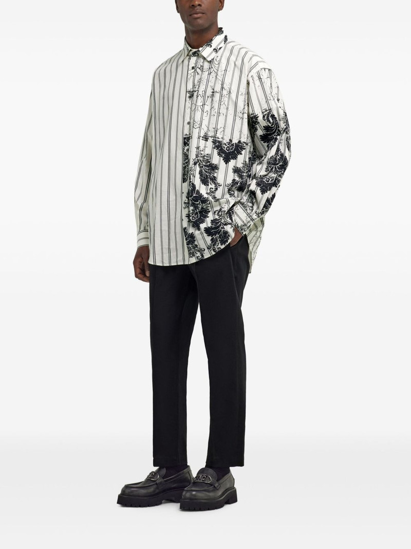 Roberto Cavalli Broccato-print striped shirt outlook