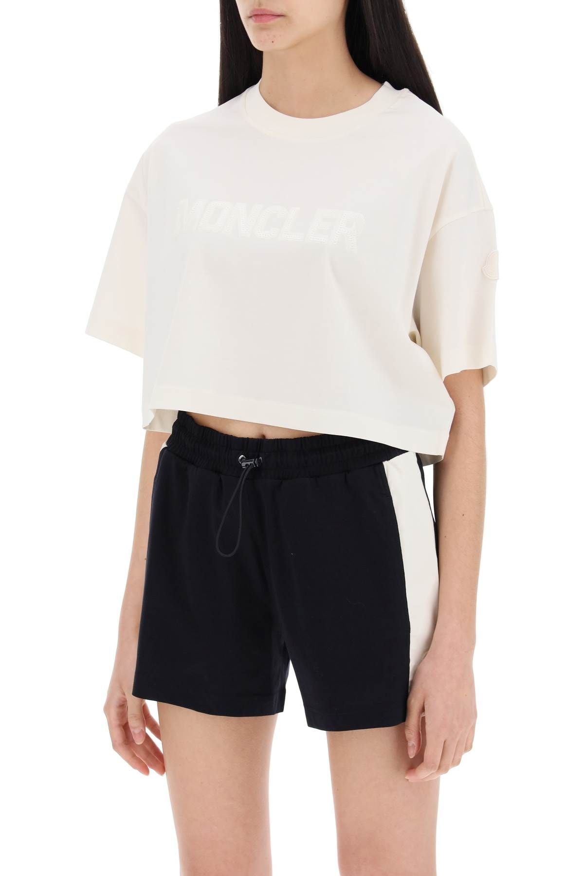 CROPPED T-SHIRT WITH SEQUIN LOGO - 10