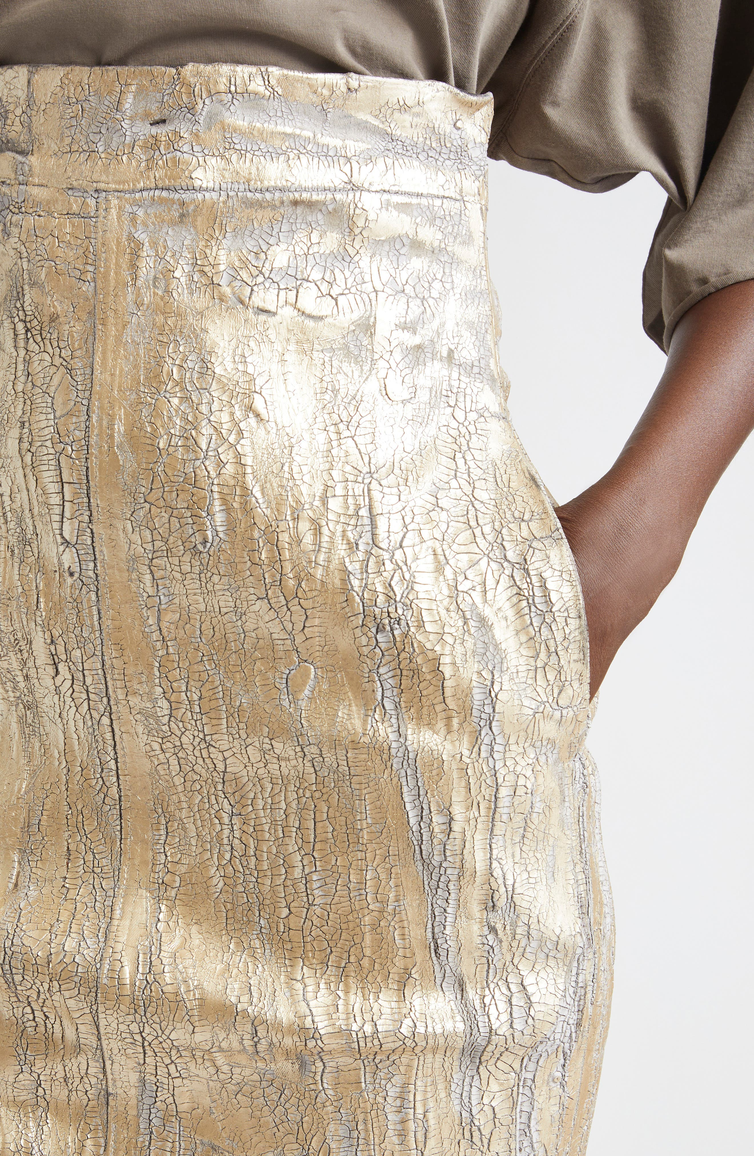 Rick Owens Gonna in Lido Coated Metallic Denim Skirt in Gold at Nordstrom - 5