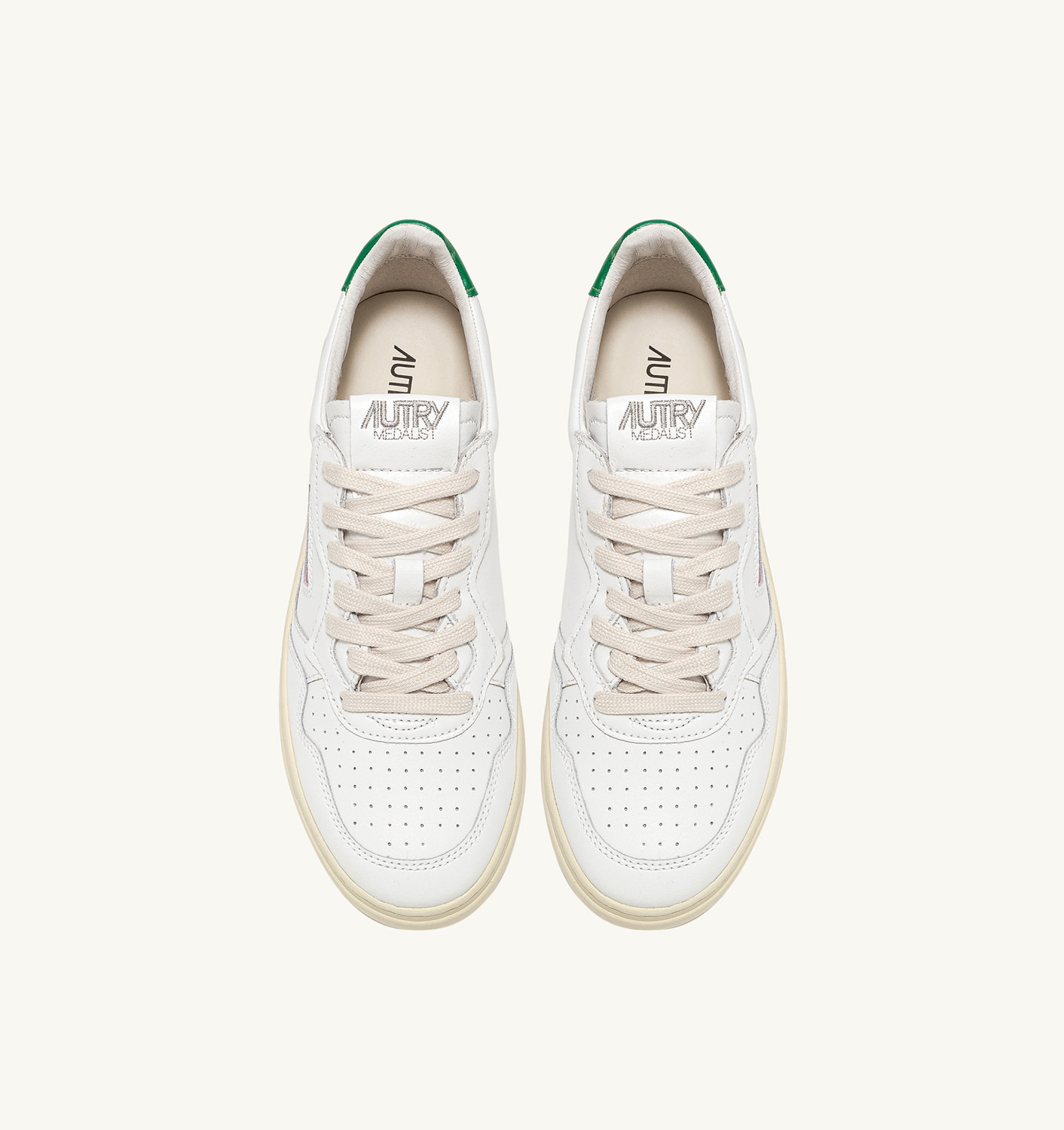 MEDALIST LOW SNEAKERS IN WHITE AND GREEN LEATHER - 5