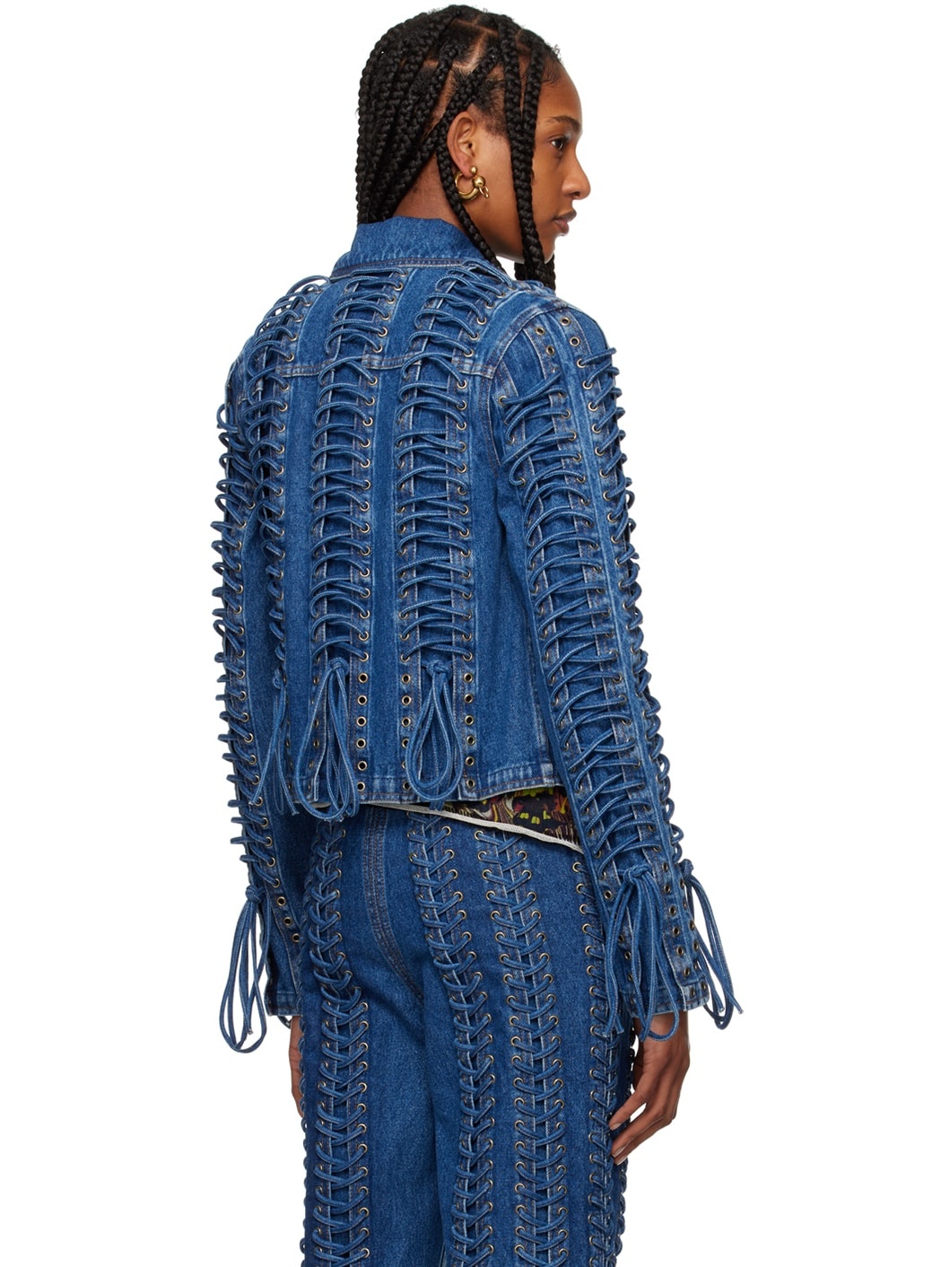 Blue 'The Lace-Up' Denim Jacket - 3