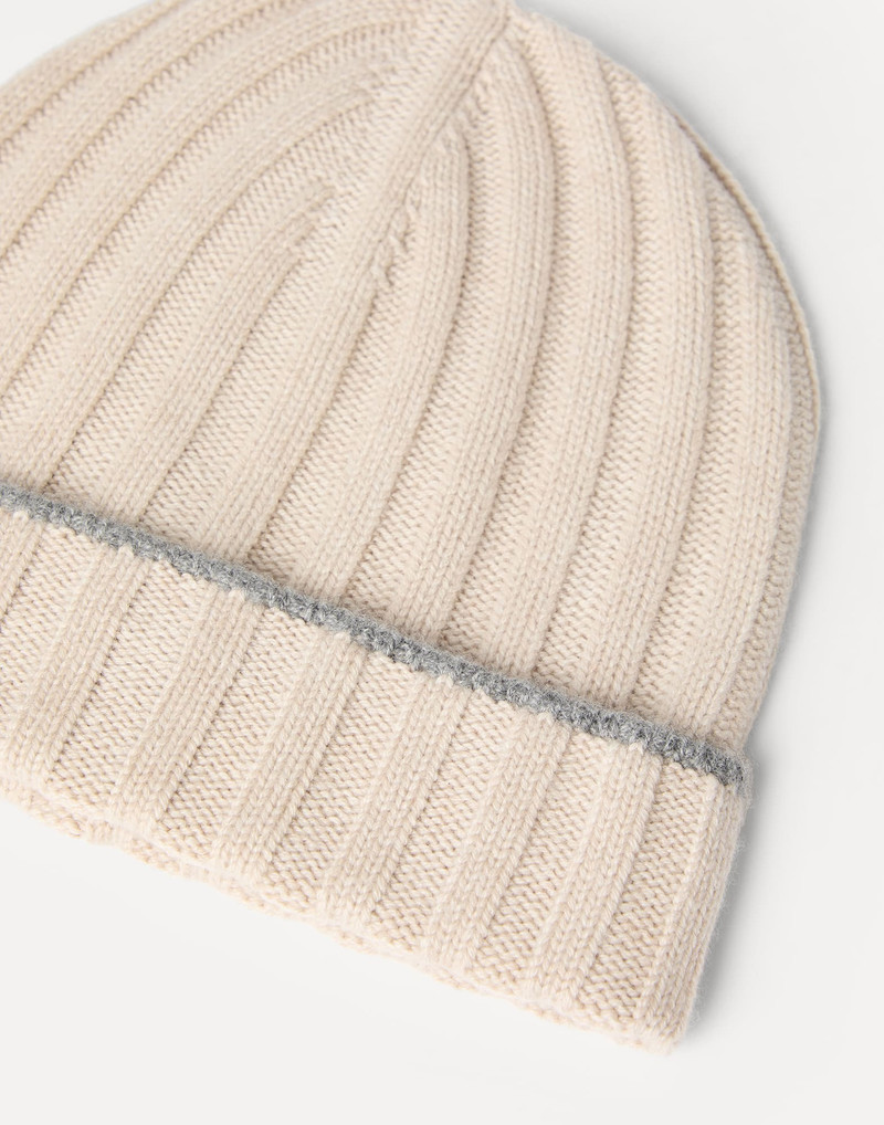 Brunello Cucinelli Cashmere rib knit beanie outlook